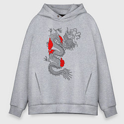 Толстовка оверсайз мужская Японский Дракон, цвет: меланж