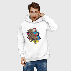 Толстовка оверсайз мужская Тиронозавр, цвет: белый — фото 2