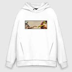 Толстовка оверсайз мужская Шрек: Сотворение ослика, цвет: белый