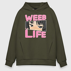 Толстовка оверсайз мужская Weeb life, цвет: хаки