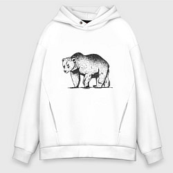 Толстовка оверсайз мужская Медведь Гризли Grizzly Bear, цвет: белый