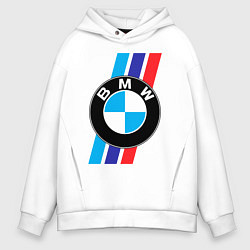 Толстовка оверсайз мужская BMW БМВ M PERFORMANCE, цвет: белый