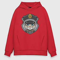 Толстовка оверсайз мужская CAT POLICE КОШАЧЬЯ ПОЛИЦИЯ Z, цвет: красный