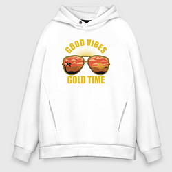 Толстовка оверсайз мужская Good vibes gold time, цвет: белый