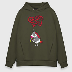 Толстовка оверсайз мужская Green Day Unicorn, цвет: хаки