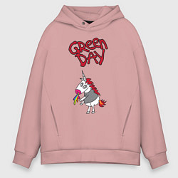 Толстовка оверсайз мужская Green Day Unicorn, цвет: пыльно-розовый