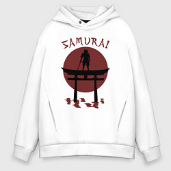 Толстовка оверсайз мужская Дух самурая, цвет: белый