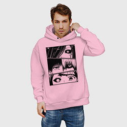 Толстовка оверсайз мужская Токийский Гуль, цвет: светло-розовый — фото 2