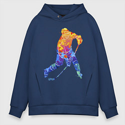 Толстовка оверсайз мужская Хоккеист, цвет: тёмно-синий