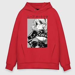 Толстовка оверсайз мужская Nier automata-replicant, цвет: красный