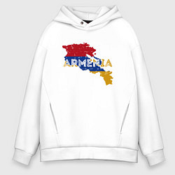 Толстовка оверсайз мужская Armenia Map, цвет: белый