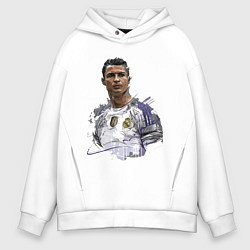 Толстовка оверсайз мужская Cristiano Ronaldo Manchester United Portugal, цвет: белый