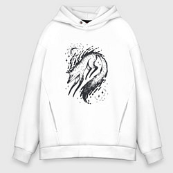 Толстовка оверсайз мужская Волшебная лиса Magic Fox, цвет: белый