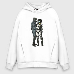 Толстовка оверсайз мужская Влюблённые мотоциклисты, цвет: белый