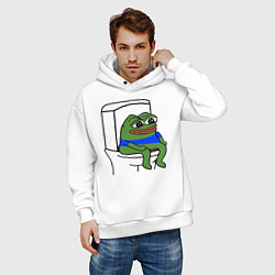 Толстовка оверсайз мужская Лягушонок пепе, цвет: белый — фото 2