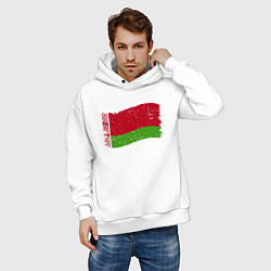 Толстовка оверсайз мужская Флаг - Беларусь, цвет: белый — фото 2