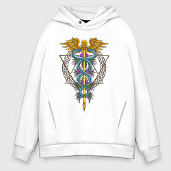 Толстовка оверсайз мужская Кадуцей, цвет: белый