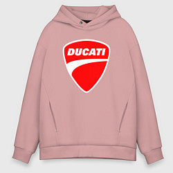 Толстовка оверсайз мужская DUCATI ДУКАТИ ЭМБЛЕМА, цвет: пыльно-розовый