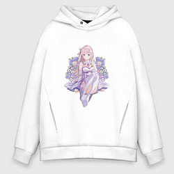 Толстовка оверсайз мужская Жизнь с нуля в другом мире, цвет: белый