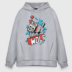 Толстовка оверсайз мужская Майнкрафт Волк, Minecraft Wolf, цвет: меланж