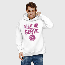 Толстовка оверсайз мужская Shut Up And Serve, цвет: белый — фото 2