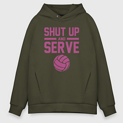 Толстовка оверсайз мужская Shut Up And Serve, цвет: хаки