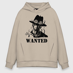 Толстовка оверсайз мужская Портгас Д Эйс в розыске One Piece, цвет: миндальный
