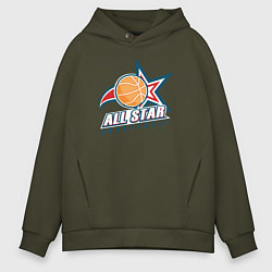 Толстовка оверсайз мужская All star basketball, цвет: хаки