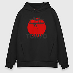 Толстовка оверсайз мужская Волейбол - Токио, цвет: черный