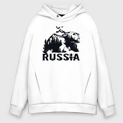 Толстовка оверсайз мужская Russian bear, цвет: белый