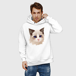 Толстовка оверсайз мужская Хмурый кот, цвет: белый — фото 2