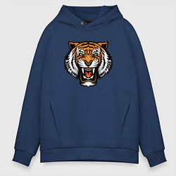 Толстовка оверсайз мужская Angry Tiger, цвет: тёмно-синий