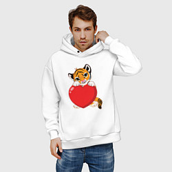 Толстовка оверсайз мужская Tiger Love, цвет: белый — фото 2