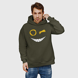 Толстовка оверсайз мужская Emoji winking, цвет: хаки — фото 2