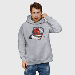 Толстовка оверсайз мужская Чиби Дэндзи, цвет: меланж — фото 2