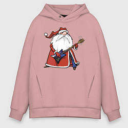 Толстовка оверсайз мужская Дед Мороз гитарист, цвет: пыльно-розовый