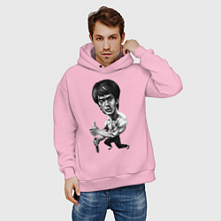 Толстовка оверсайз мужская Bruce Lee, цвет: светло-розовый — фото 2