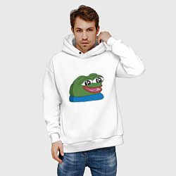 Толстовка оверсайз мужская Pepe happy Пепе хеппи, цвет: белый — фото 2