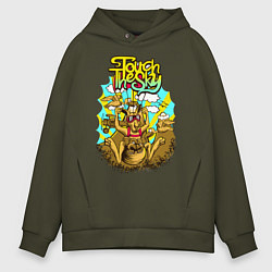 Толстовка оверсайз мужская Кенгуру парашютист, цвет: хаки