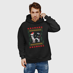 Толстовка оверсайз мужская Рождественский свитер Хаски, цвет: черный — фото 2