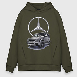Толстовка оверсайз мужская Mercedes Gelendwagen G63 AMG G-class G400d, цвет: хаки