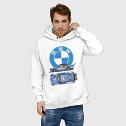 Толстовка оверсайз мужская BMW Motorsport Retro, Germany, цвет: белый — фото 2