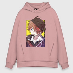 Толстовка оверсайз мужская Тарталья в бою, цвет: пыльно-розовый