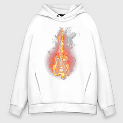 Толстовка оверсайз мужская Burning guitar, цвет: белый