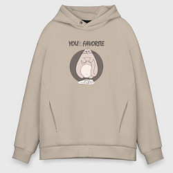 Толстовка оверсайз мужская Прикольный сердитый кот, цвет: миндальный