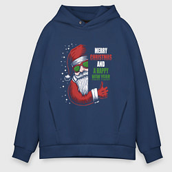 Толстовка оверсайз мужская Merry Christmas and Happy New Year!, цвет: тёмно-синий