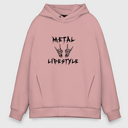Толстовка оверсайз мужская Металлика Metallica рок, цвет: пыльно-розовый