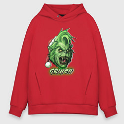 Толстовка оверсайз мужская Гринч - похититель Рождества, цвет: красный