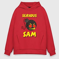 Толстовка оверсайз мужская Serious Sam Bomb Logo, цвет: красный