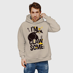 Толстовка оверсайз мужская Кот и мышь, цвет: миндальный — фото 2